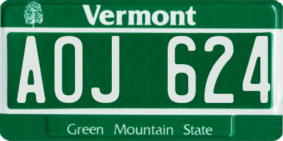 VT license plate AOJ624
