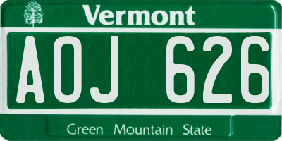 VT license plate AOJ626