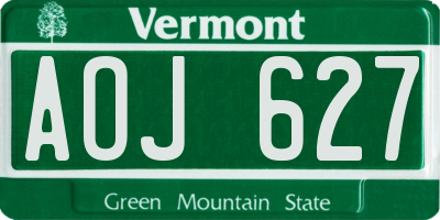 VT license plate AOJ627