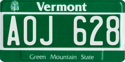 VT license plate AOJ628