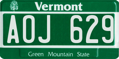 VT license plate AOJ629