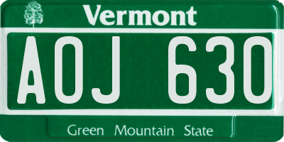 VT license plate AOJ630