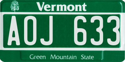 VT license plate AOJ633