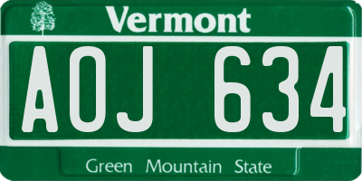 VT license plate AOJ634
