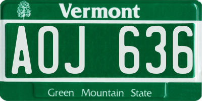 VT license plate AOJ636