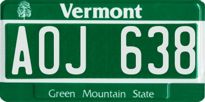 VT license plate AOJ638