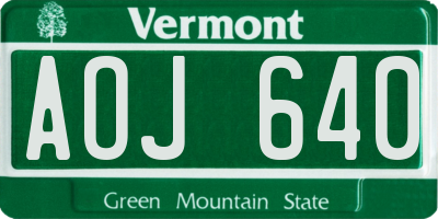 VT license plate AOJ640