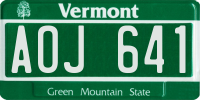 VT license plate AOJ641