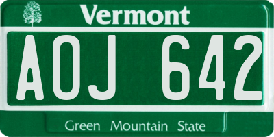 VT license plate AOJ642