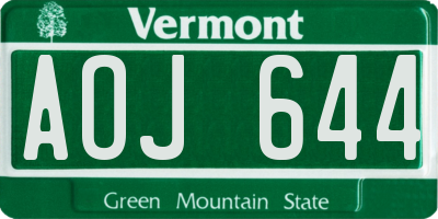 VT license plate AOJ644