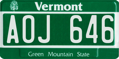VT license plate AOJ646