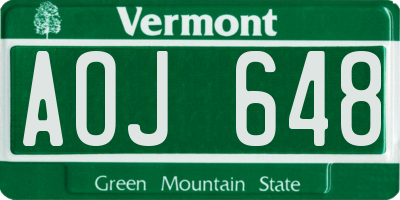 VT license plate AOJ648