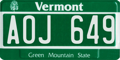 VT license plate AOJ649
