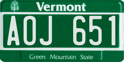 VT license plate AOJ651