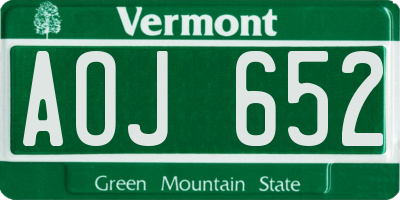 VT license plate AOJ652