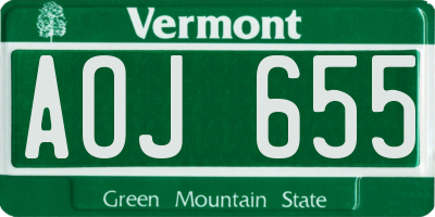 VT license plate AOJ655