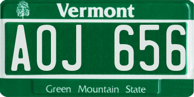 VT license plate AOJ656