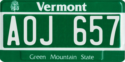 VT license plate AOJ657