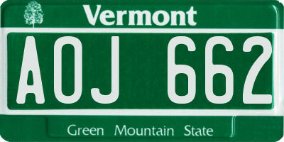 VT license plate AOJ662