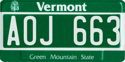 VT license plate AOJ663