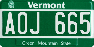 VT license plate AOJ665