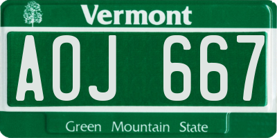 VT license plate AOJ667