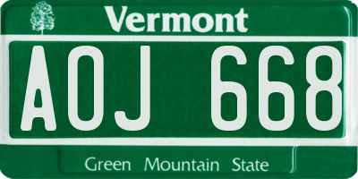 VT license plate AOJ668