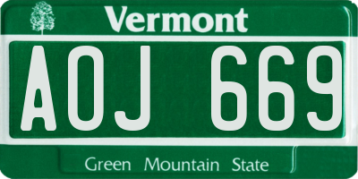 VT license plate AOJ669