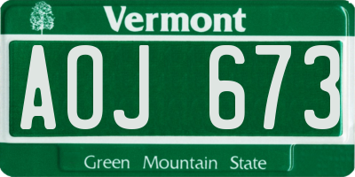 VT license plate AOJ673