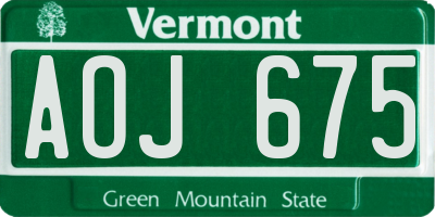 VT license plate AOJ675