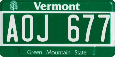 VT license plate AOJ677