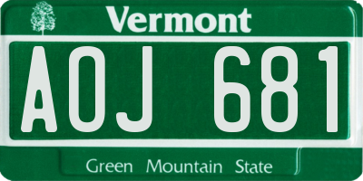 VT license plate AOJ681