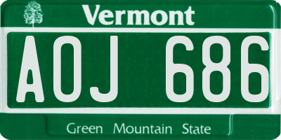 VT license plate AOJ686