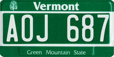 VT license plate AOJ687
