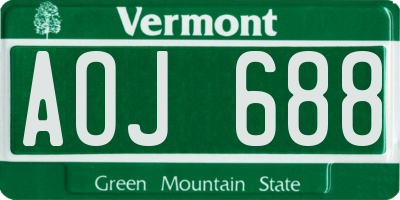 VT license plate AOJ688