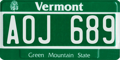 VT license plate AOJ689
