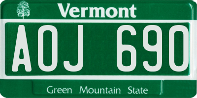 VT license plate AOJ690