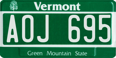 VT license plate AOJ695
