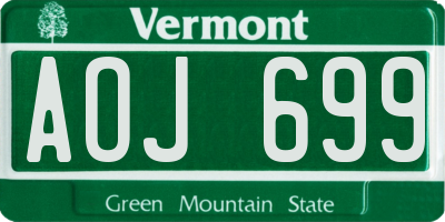VT license plate AOJ699