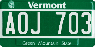 VT license plate AOJ703