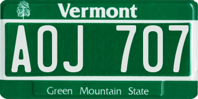 VT license plate AOJ707
