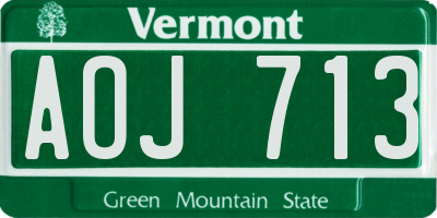 VT license plate AOJ713