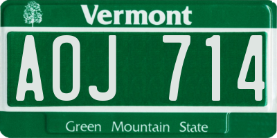 VT license plate AOJ714