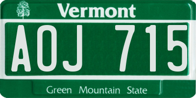 VT license plate AOJ715