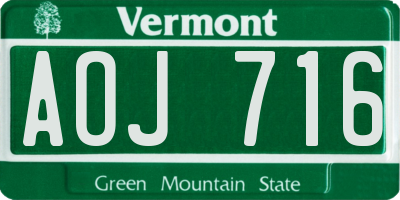 VT license plate AOJ716