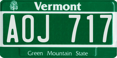 VT license plate AOJ717