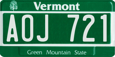 VT license plate AOJ721