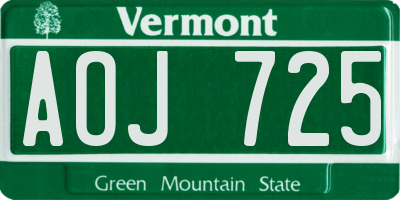 VT license plate AOJ725