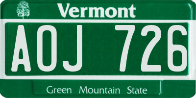 VT license plate AOJ726