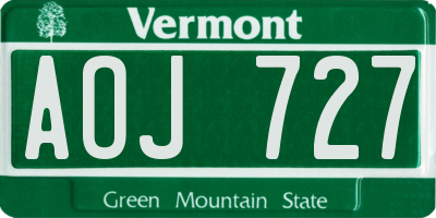 VT license plate AOJ727